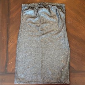 FOREVER 21 Black/Silver XL Strapless Party Dress